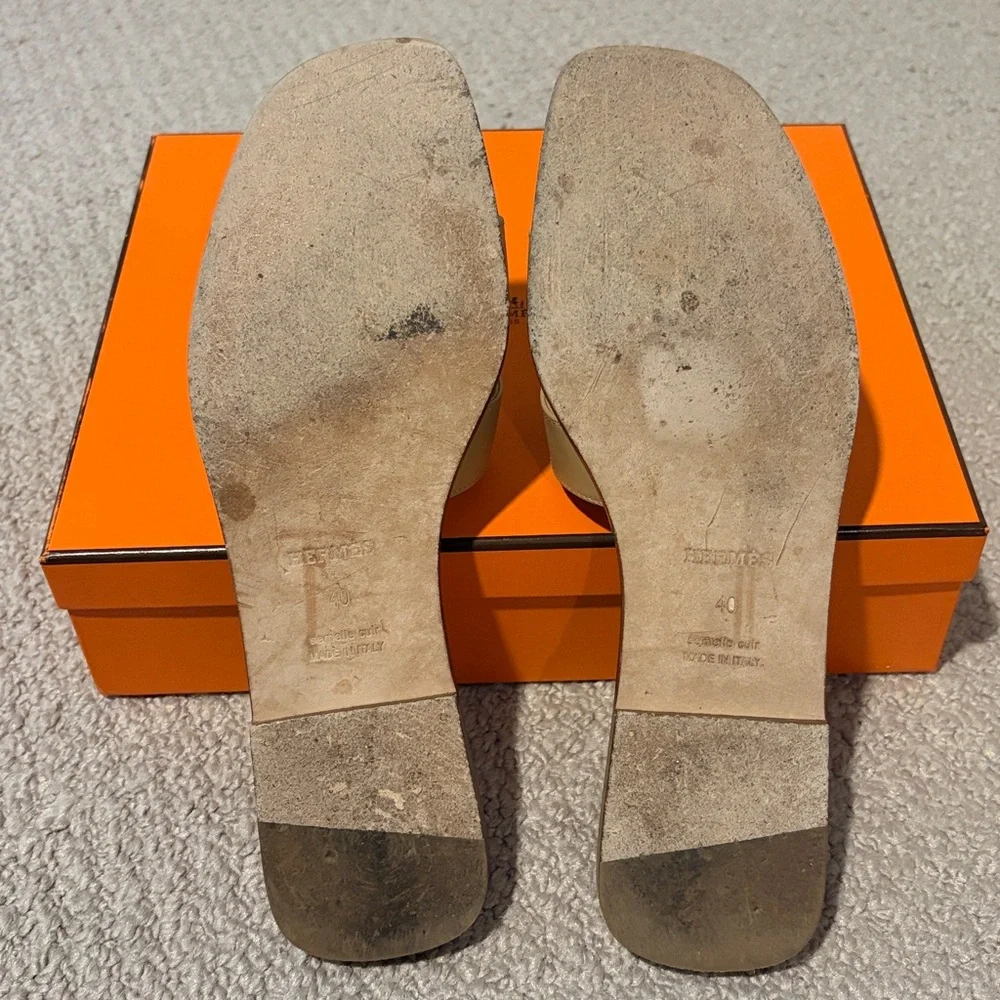Authentic Hermes Oran Sandals Beige Natura / Beige Natural - size 40 / 9.5 - Picture 10 of 13